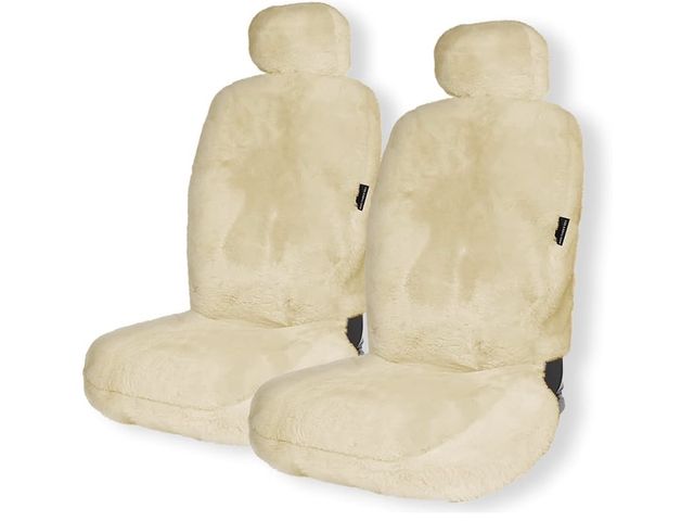 Lot 96-230654 - ZONETECH Sheepskin Seat Covers Fuzzy Car Seat Covers Tan Australian Merino Wool Fluffy Fur Auto Acce...