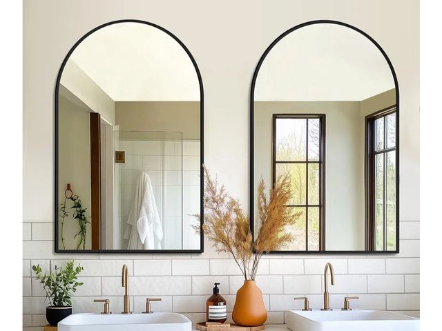 Lot 96-175998 - FICTOR Bathroom Mirror for Wall,2 Pack 24”x36” Arched Vanity Bathroom Mirror for Over Sink, Metal Fr...