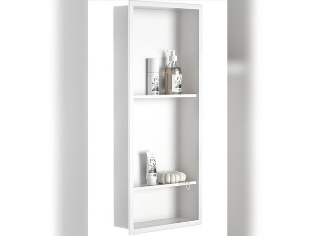 Lot 96-173737 - Stainless Steel Shower Niche 30" X 12" White with 3-Tiers Shelves No Tile Needed Niche Shower for Ba...