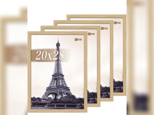 Lot 96-181683 - VCK 20x28 Picture Frame Set of 4 - Oak, Gallery-Quality Wood Poster Frames, 1.1-Inch Wide Border, Po...