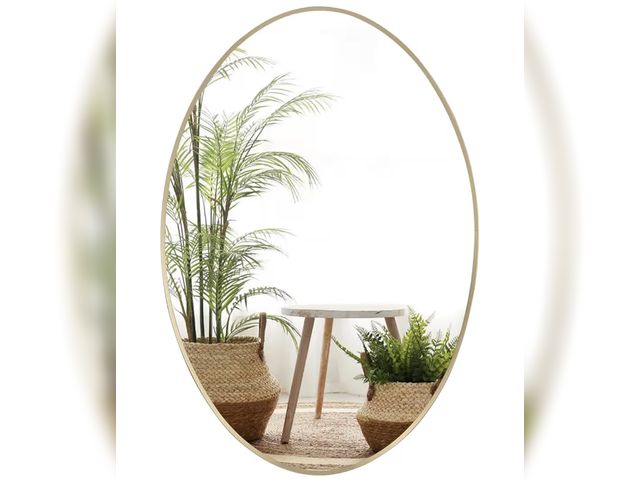 Lot 96-176688 - Gold Oval Wall Mirror, 24"x36" Oval Bathroom Mirror, Vanity Mirror of Metal Frame, Home Decorative W...