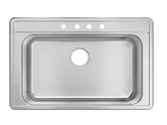 Lot 96-165756 - Glacier Bay
33 in. Drop-In Single Bowl 20 Gauge Stainless Steel Kitchen Sink
Appears Unused -- 
Has ...