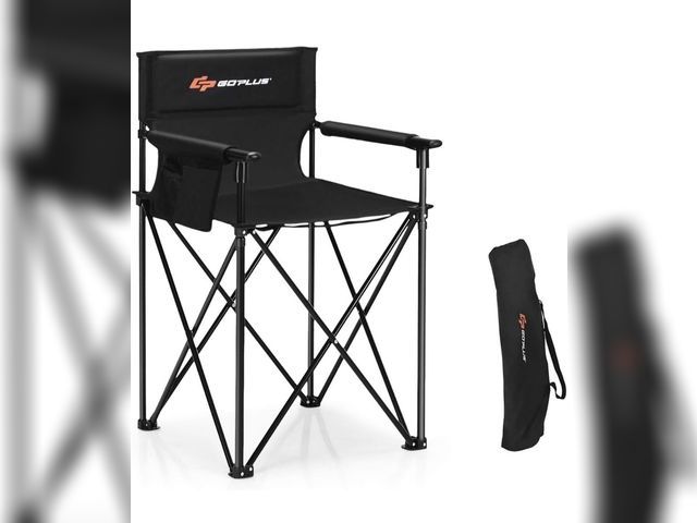 Lot 96-227937 - COSTWAY Folding Camping Chair, 38.5” Height Portable Tall Directors Chair
Storage Pouches, Detachabl...