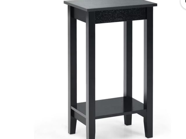 Lot 96-197418 - 2-Tier End Table Tall Nightstand, Simple Design Sofa Bedside Table with Versatile Shelf and Wooden L...