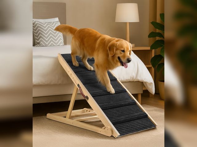 Lot 96-176301 - Dog Ramp for Bed Couch Extra Wide Folding Pet Ramps for Large Dogs to Get on Bed, Up to 200 lbs, Adj...