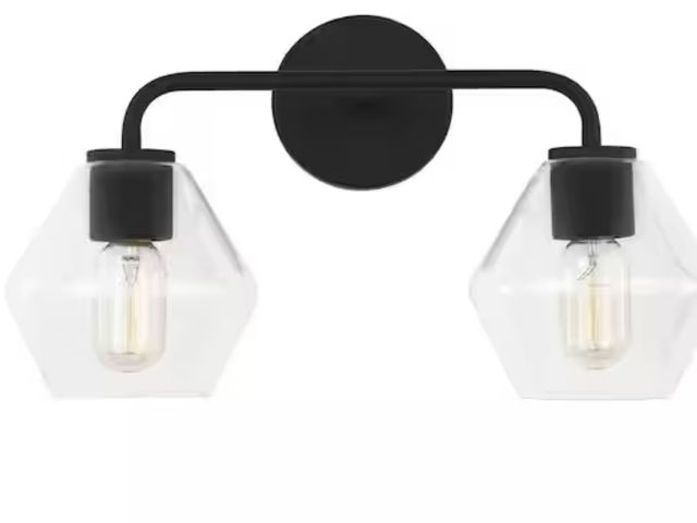 Lot 96-162621 - Generation Lighting
Jett 17 in. 2-Light Midnight Black Modern Transitional Dimmable Wall Bathroom Va...
