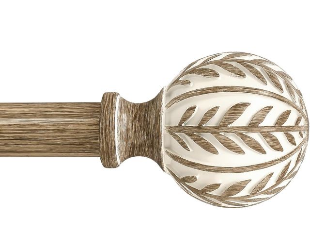 Lot 96-211486 - QDWIS Boho Wood Curtain Rods for Windows 48 to 84 inch,1" Adjustable Heavy Duty Window Curtain Rod w...