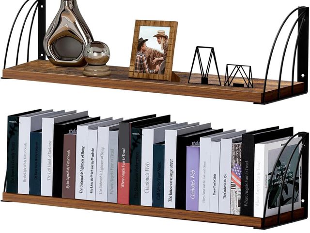 Lot 96-164309 - Thicked 0.71 IN Floating Book Shelves for Wall Set of 2,Large 31.5×7.9 IN Rustic Floating Shelves,Ru...
