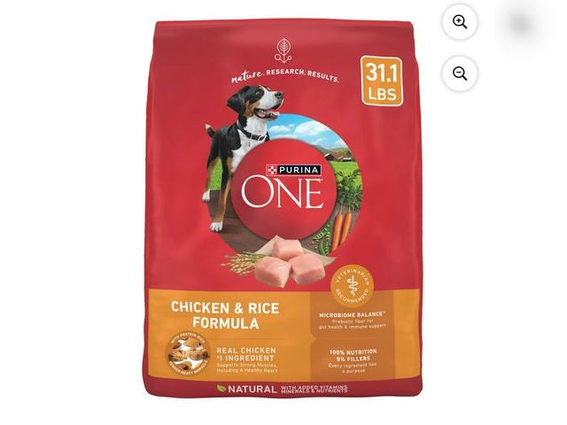 Lot 96-166327 - Purina One Dry Dog Food for Adult Dogs High Protein, Real Chicken &amp; Rice, 31.1 lb Bag EXP 10/25 ...