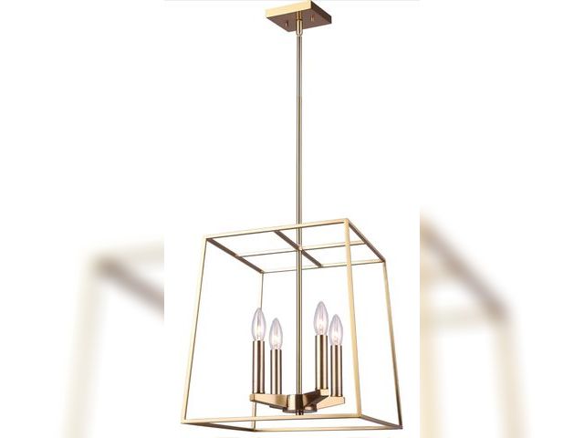 Lot 96-190734 - Canarm Coco 4-Light Chandelier, 14-Inch Width Gold Finish, Adjustable Downrod Height, Transitional L...