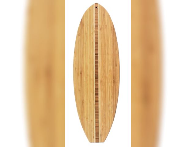 Lot 96-190662 - Totally Bamboo Surfboard Shaped Bamboo Wood Cutting Board and Charcuterie Serving Board, 23" x 7-1/2...