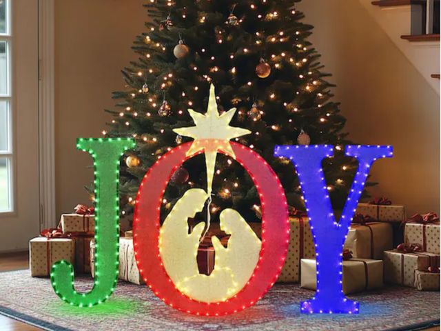 Lot 96-189926 - Starfree
49 in. Outdoor JOY Christmas Decoration Outdoor Nativity Scene with Multi-Color LED Lights
...