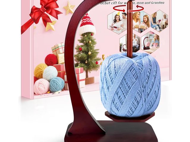 Lot 96-190958 - JUCPASH Yarn Holder for Crocheting and Knitting, Wooden Yarn Spinner with Magnetic Rotating Mechanis...