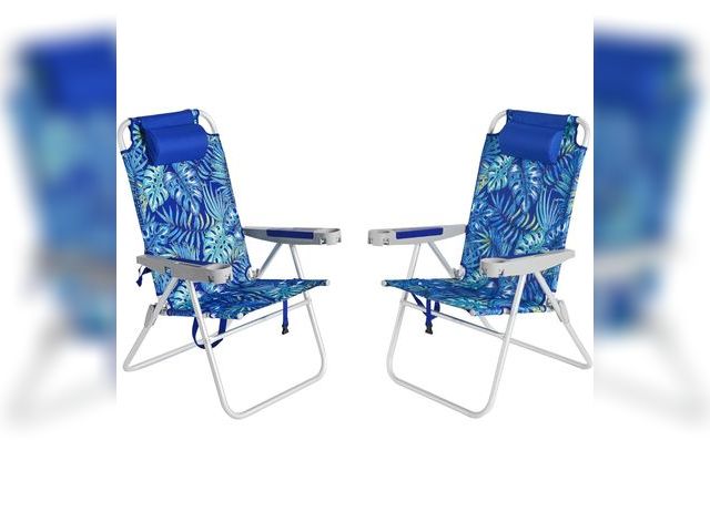 Lot 96-172903 - SUNNYFEEL 17" Tall Oversized Beach Chairs 2 Pack for Adults Heavy Duty 500 LBS, 5 Position, Portable...