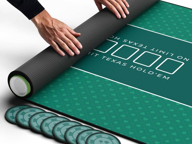 Lot 96-180035 - Newverest Poker Table Top 70" x 35", Texas Hold'em Poker Mat for Home Game Nights Up to 10 Players, ...