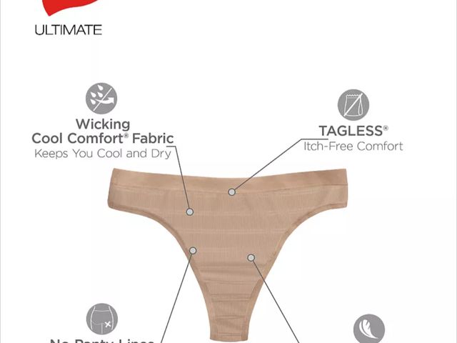 Lot 96-179048 - 3 Pairs Women's Hanes Ultimate® Breathable Comfort Flex Fit Thong Panty Set, 7/Large new, three in p...