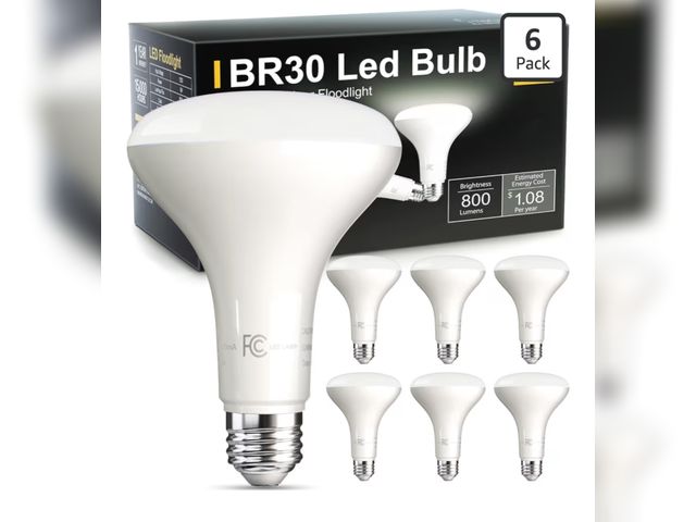 Lot 96-191055 - TJOY BR30 5000K 6PACK BR30 LED Bulbs, Indoor Flood Lights CRI80 9W Equivalent 65W 5000K Warm White 8...