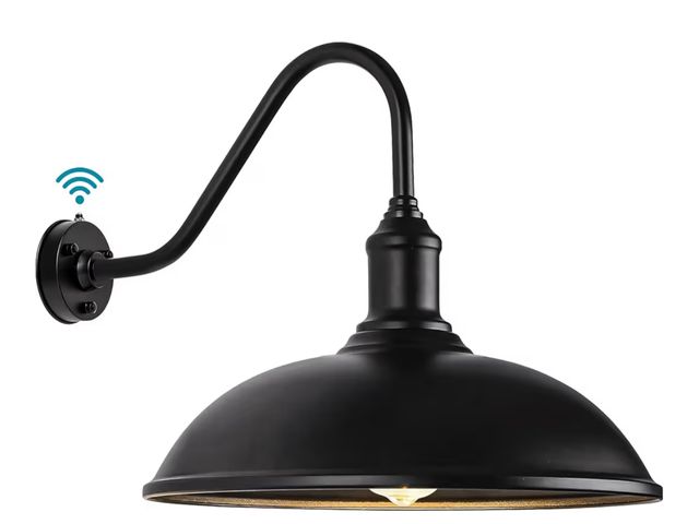 Lot 96-186634 - 24 Inch Extra Large Outdoor Gooseneck Barn Light with Extended Gooseneck Arm - Automatic Dusk to Daw...