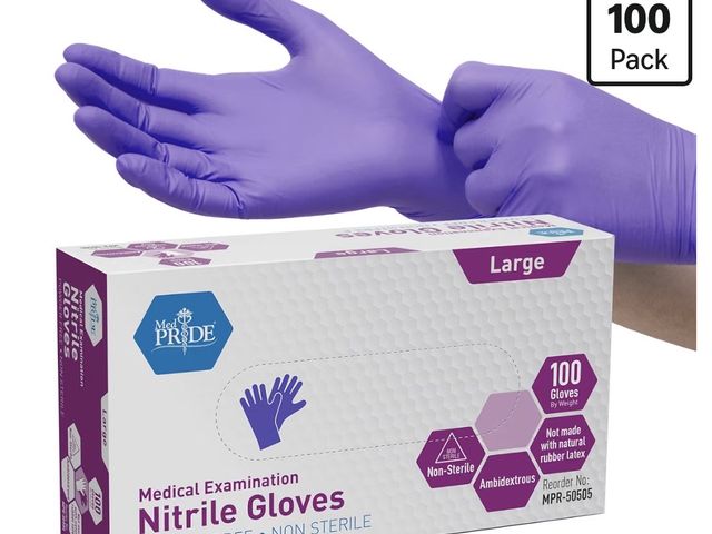 Lot 96-233167 - MedPride Powder-Free Nitrile Exam Gloves, Large, Large (Pack of 100) New