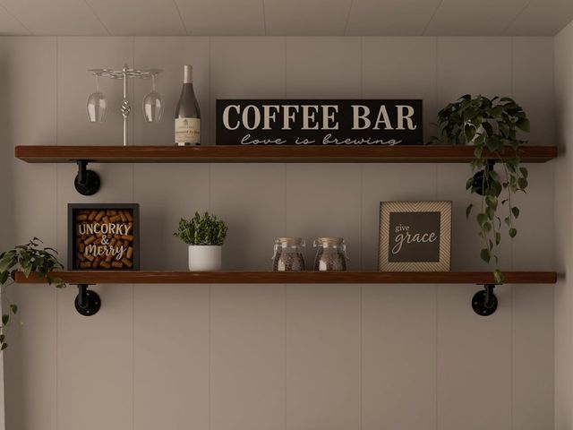 Lot 96-172389 - Industrial Pipe Shelving Shelf,Wall Shelves Wood Shelf:Kitchen Shelves, 48 Inches Wood Long Floating...