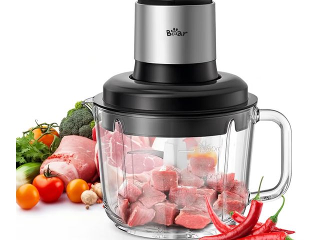 Lot 96-190960 - Bear Food Processor, Electric Food Chopper with 8 Cup/2L Handheld Glass Bowls, No-Hole 4 Bi-level St...