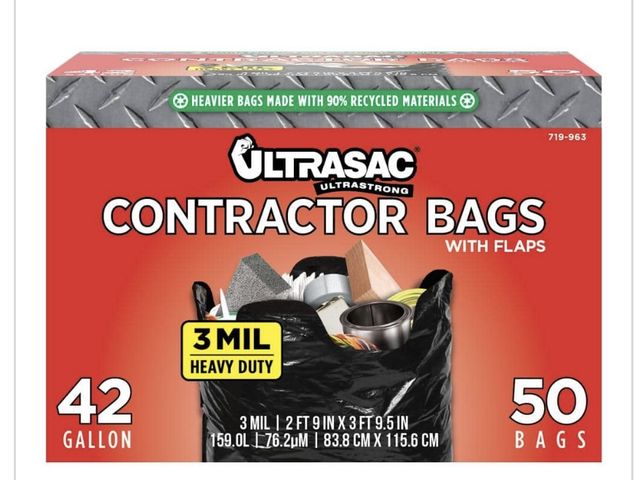 Lot 96-190127 - Ultrasac
42-Gallon Heavy Duty
Contractor Bag with Flaps (50-Count)
New