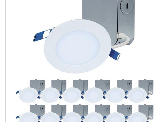 Lot 96-211988 - HALO HLBE 4 in. Ultra-Thin
Downlight 3000K Fixed CCT New Construction/Remodel Integrated LED Recesse...