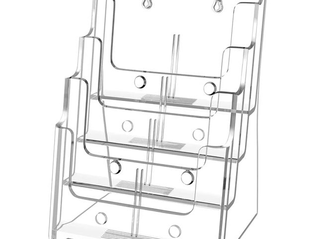 Lot 96-164204 - 2pk Acrylic Brochure Holder 8.5x11 &amp; 4 x9 Inches, Clear 4 Tier Magazine Holder Brochure Display ...