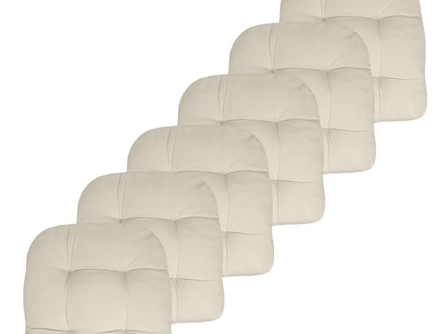 Lot 96-181579 - Sweet Home Collection Patio Cushions Outdoor Chair Pads, 19" x 19", 6 Pack, Cream
New