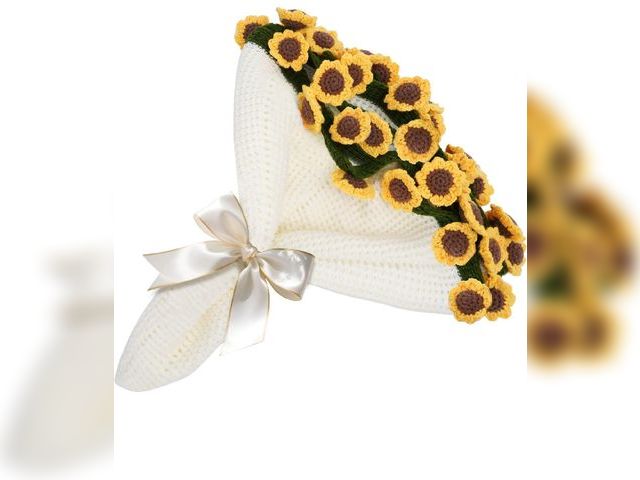 Lot 96-190789 - Sunflower Bouquet Blanket 3D DIY Handmade Finished Product for Cozy Crochet Multi-Use Throw
lightly ...