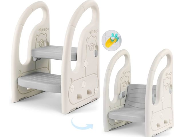 Lot 96-170640 - Onasti Toddler Step Stool for Bathroom Sink, Adjustable 2 Step Stop for Kids with Handles, Toilet St...