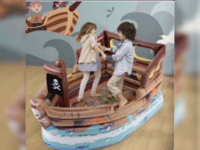 Lot 96-197756 - Kids Inflatable Pirate Ship Indoor Playhouse Gift Kids w/Inflatable Toy Sword New
