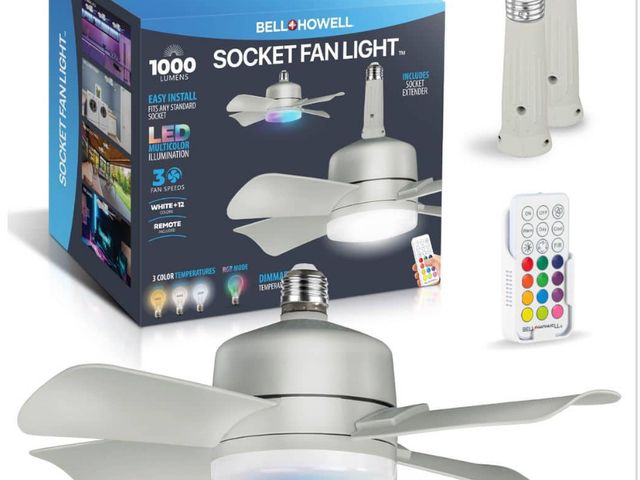 Lot 96-151338 - Bell + Howell 15.7 in. Indoor Nickel Finish Ceiling Fan with Remote, RGB CCT LED Light, Socket

New