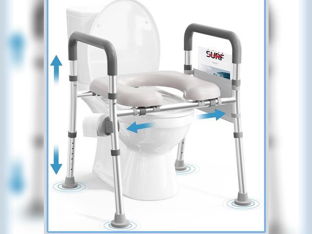 Lot 96-171125 - Toilet Seat Riser for Seniors, Raised Toilet Seat with Handles, Adjustable Height &amp; Width, 400lb...