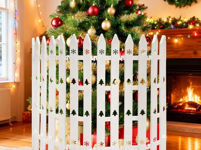 Lot 96-193399 - Car of 12 Extra Height 24” Christmas Tree Fence, 24pcs Christmas Tree Gate, White Christmas Fence De...