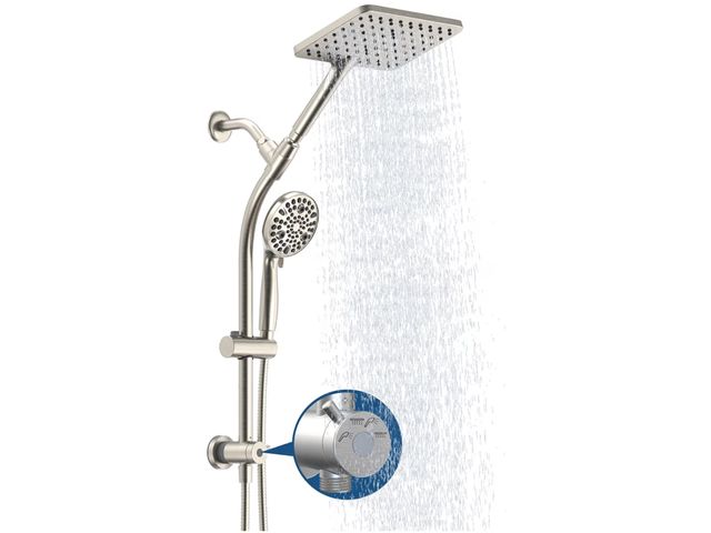 Lot 96-180972 - Rain Shower Head with Handheld High Pressure rainfall Shower Heads with Handheld Spray Combo,Brushed...