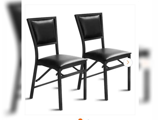 Lot 96-160042 - Costway 
Black Metal Folding Chair Furniture Black Dining Chairs Home Restaurant Set of 2 New MSRP $...