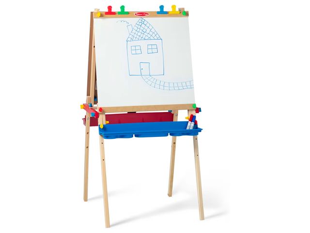 Lot 96-178151 - Melissa &amp; Doug Deluxe Wooden Art Easel for Kids with Dry-Erase Board, Chalkboard &amp; Drawing P...
