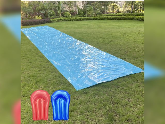 Lot 96-164310 - Slip and Slide 90ft X 10ft Heavy Duty with 2 Bodyboards, Thicker Lawn Water Slide, Tear-Resistant De...