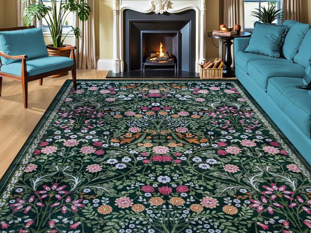 Lot 96-187658 - 8x10 Area Rugs for Living Room: Floral Washable Rug Vintage Large Soft Boho Non-Slip Carpet Indoor F...