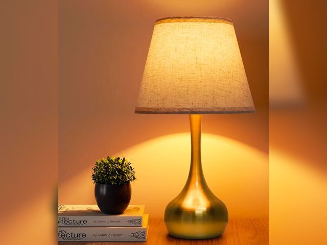 Lot 96-193765 - Touch Table Lamp for Bedroom, 3-Way Dimmable Gold Bedside Lamps for Nightstand with Fabric Shade, De...