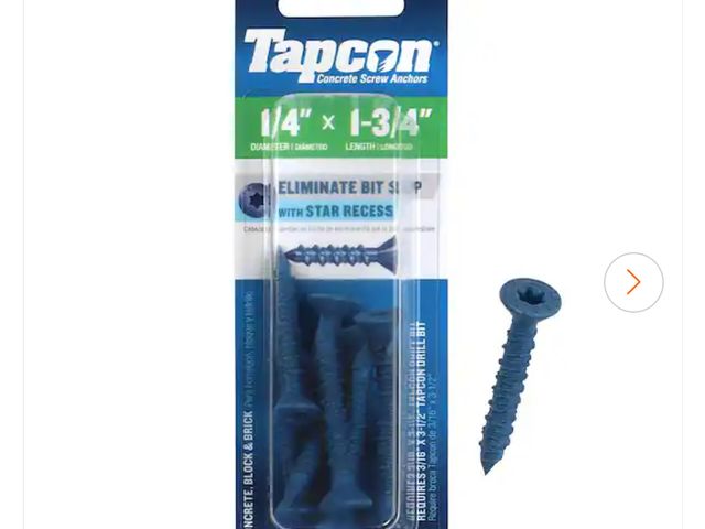 Lot 96-188616 - 2 Boxes Tapcon 1/4 in. x 1-3/4 in. Star Flat-Head Concrete Anchors. 16 pieces total. New