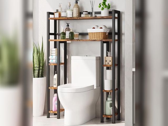 Lot 96-179582 - Homeiju Over The Toilet Storage Cabinet with Toilet Paper Holder Stand, 35.5'' Wide Freestanding Bat...