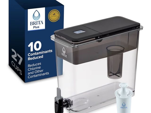 Lot 96-221776 - Brita Extra-Large 27-Cup Water Dispenser with BritaPlus Filter, WQA NSF/ANSI Certified, Reduces 2X C...