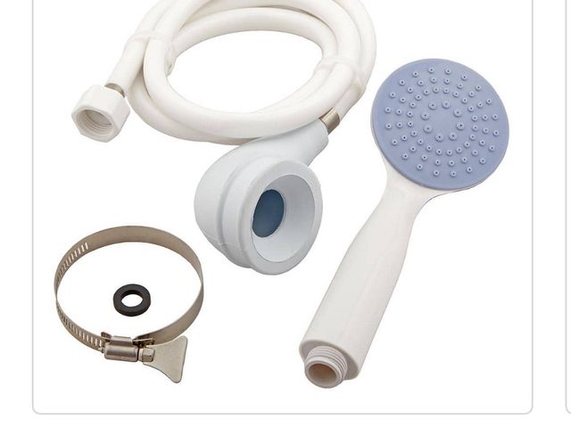 Lot 96-167255 - Everbilt Slip On Tub Spout Hand
Shower White Unused