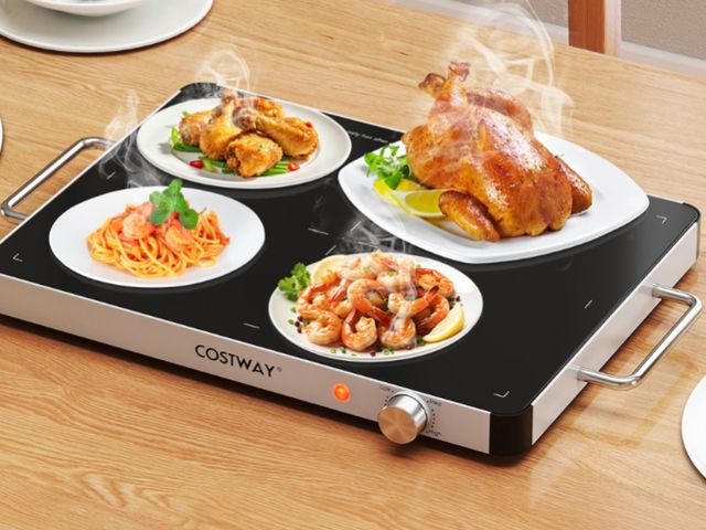 Lot 96-197425 - Costway ES10507US Electric Warming Tray Food Warmer with Adjustable Temperature Control, Black New