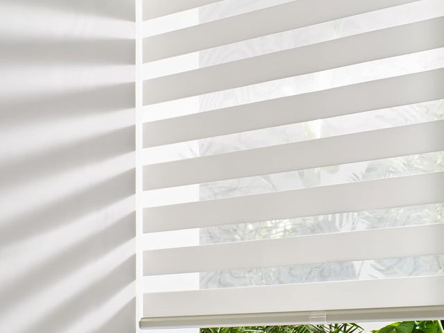 Lot 96-180352 - Persilux Cordless Zebra Blinds for Windows Free-Stop Roller Windows Shades (34" W X 72" H, Cream) Du...