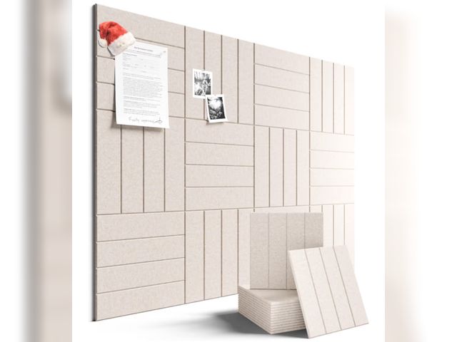 Lot 96-190877 - Fluxynara Felt Bulletin Board Tiles Large 48" x 36" Cork Board Alternative-12 Pack with 70 Adhesive ...
