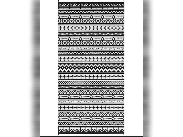 Lot 96-160423 - Outsunny Reversible Outdoor Rug, Waterproof Plastic Straw with Carry Bag, 9' x 18', Black &amp; Whit...