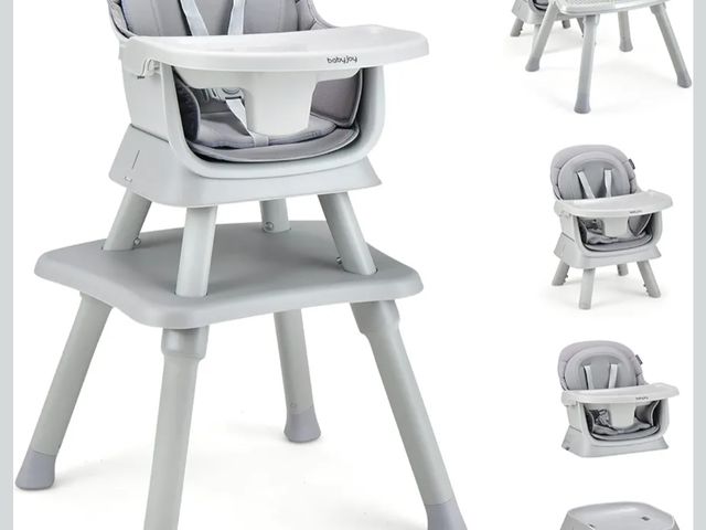Lot 96-197631 - BABY JOY Baby High Chair, 8 in 1 Convertible Highchair for Babies &amp; Toddlers | Booster Seat | Ta...